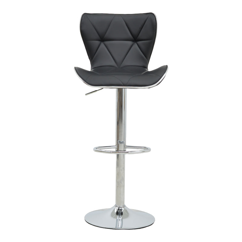 Scaun de bar Jorine reglabil pe inaltime, baza pu-crom, Alb - Negru, 53x44x114 cm - Negru