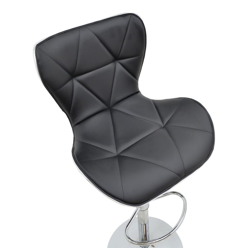 Scaun de bar Jorine reglabil pe inaltime, baza pu-crom, Alb - Negru, 53x44x114 cm - Negru