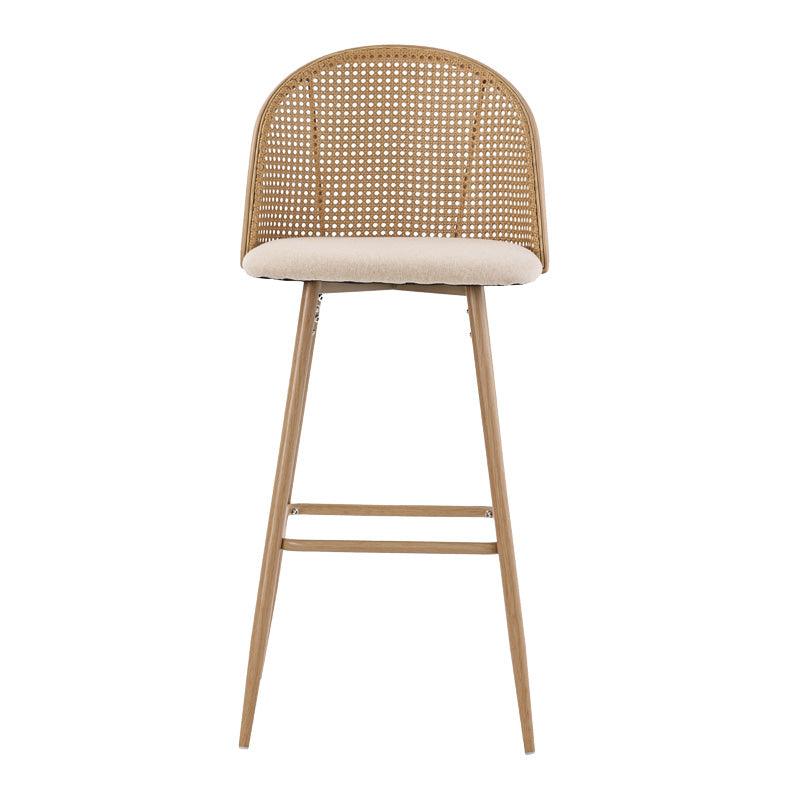 Scaun de bar Kace rattan, Negru - Natural, 43x55x102 cm - Natural