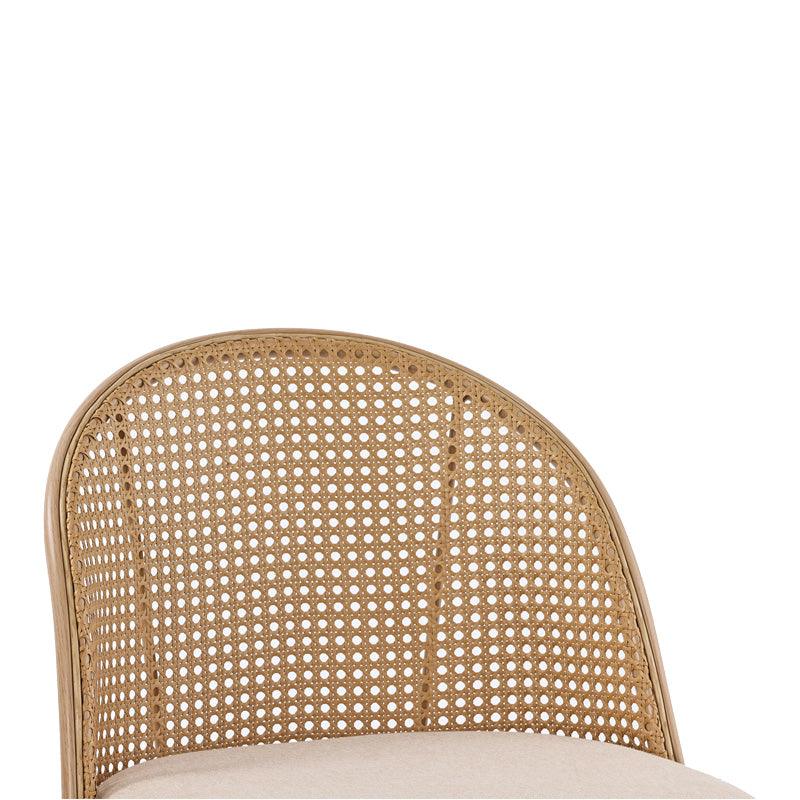 Scaun de bar Kace rattan, Negru - Natural, 43x55x102 cm - Natural