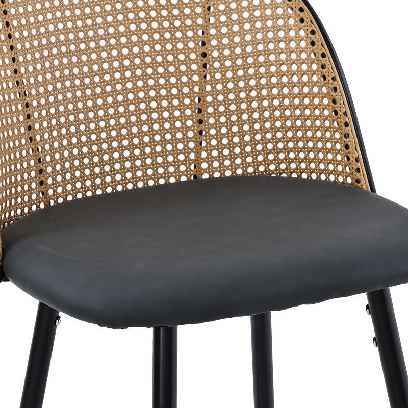 Scaun de bar Kace rattan, Negru - Natural, 43x55x102 cm - Negru