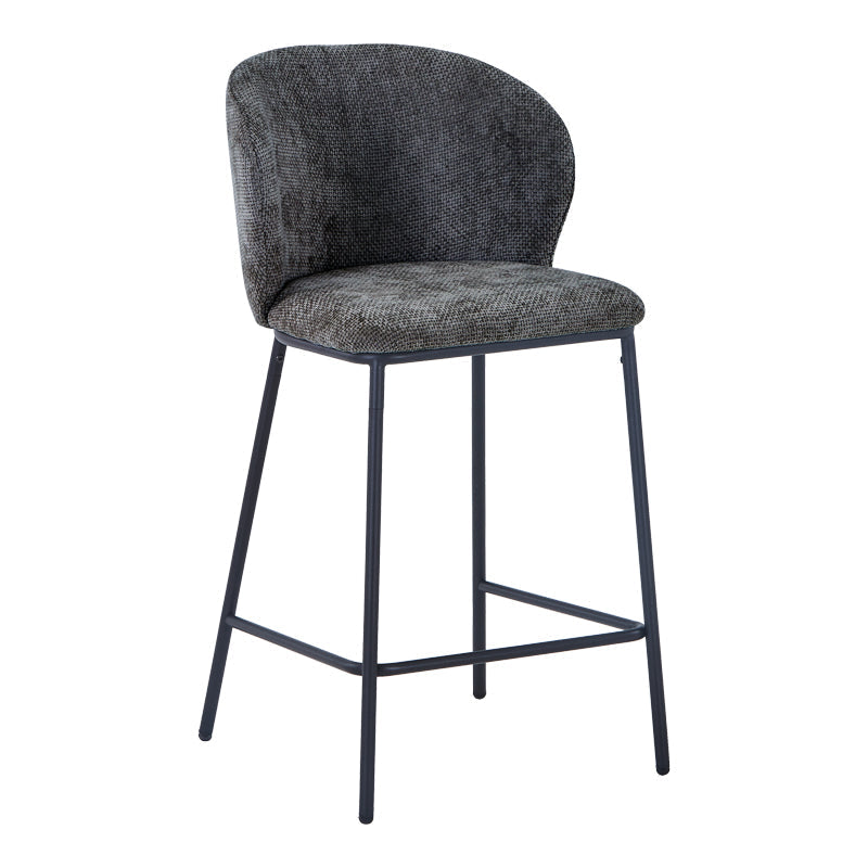 Scaun de bar cu tapițerie, Karg, Textil/Metal, Bej - Gri, 49x46x93 cm - Scaun de bar cu tapițerie, Karg, Textil/Metal, Bej - Gri, 49x46x93 cm