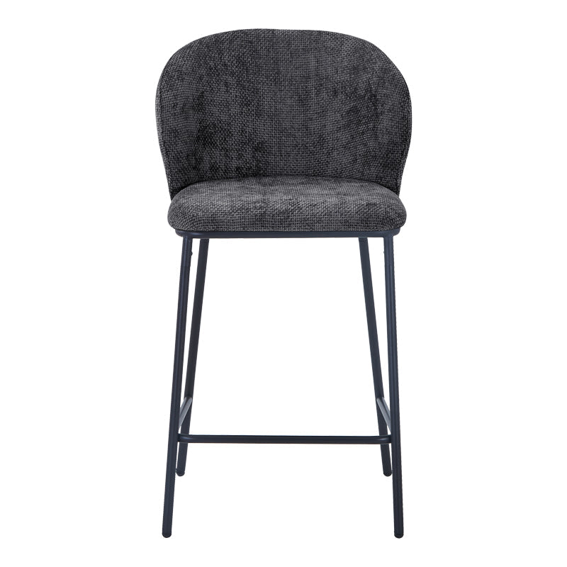 Scaun de bar cu tapițerie, Karg, Textil/Metal, Bej - Gri, 49x46x93 cm - Gri