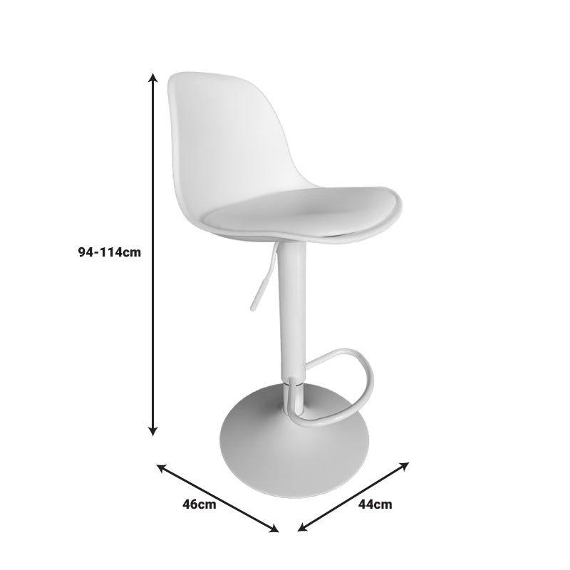 Scaun de bar Louser reglabil pe inaltime negru cu perna - baza, Alb - Negru, 44x46x114 cm - Alb