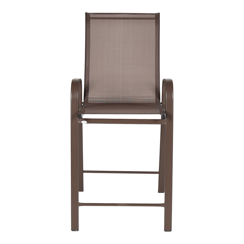 Scaun de bar mediu Calan, metal si textilena, Gri inchis - Maro inchis - Maro deschis, 55x70x114 cm - Maro inchis