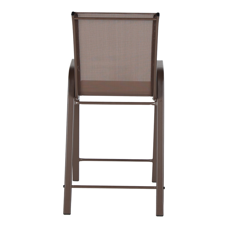 Scaun de bar mediu Calan, metal si textilena, Gri inchis - Maro inchis - Maro deschis, 55x70x114 cm - Maro inchis