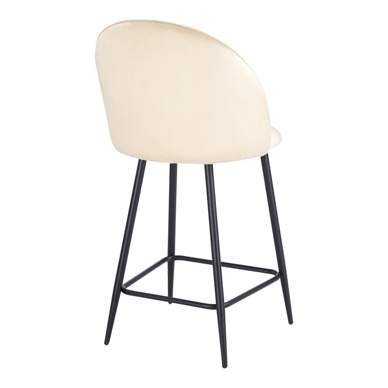 Scaun bar cu funcție reglabilă Perch, Catifea, Metal, Crem - Negru, 50x43x99 cm - Crem