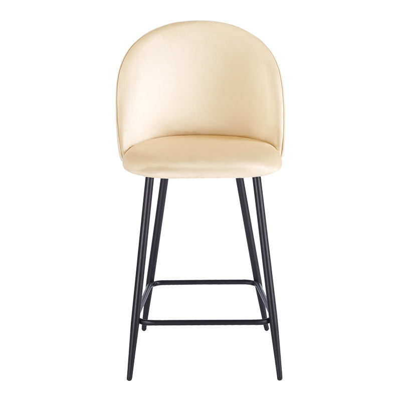 Scaun bar cu funcție reglabilă Perch, Catifea, Metal, Crem - Negru, 50x43x99 cm - Crem