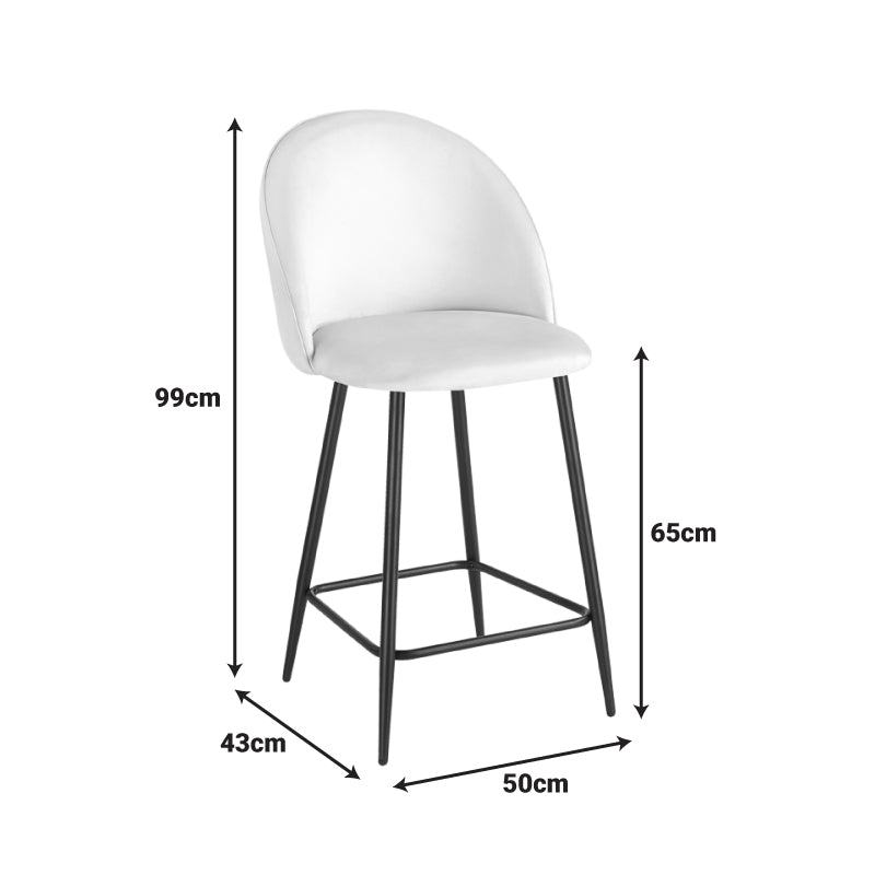 Scaun bar cu funcție reglabilă Perch, Catifea, Metal, Crem - Negru, 50x43x99 cm - Crem
