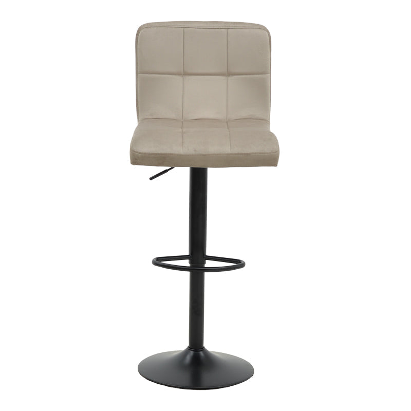Scaun de bar ajustabil pe înaltime Remina, Catifea Neagra, Baza, Mata, Bej - Negru, 44x44x112 cm - Bej
