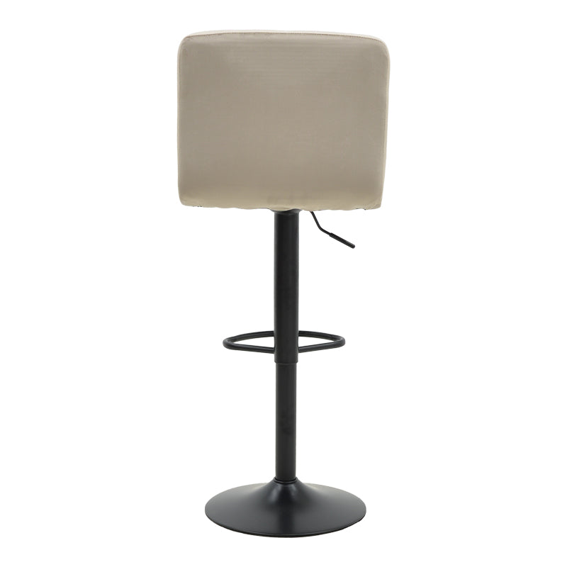 Scaun de bar ajustabil pe înaltime Remina, Catifea Neagra, Baza, Mata, Bej - Negru, 44x44x112 cm - Bej