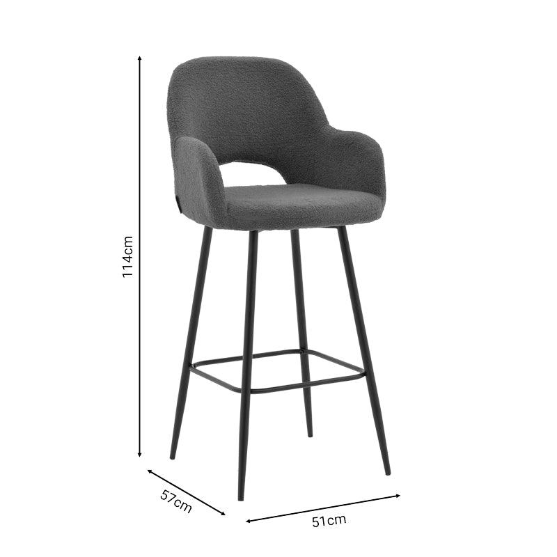 Scaun de bar Renish, Gri - Alb, 51x57x114 cm - Gri