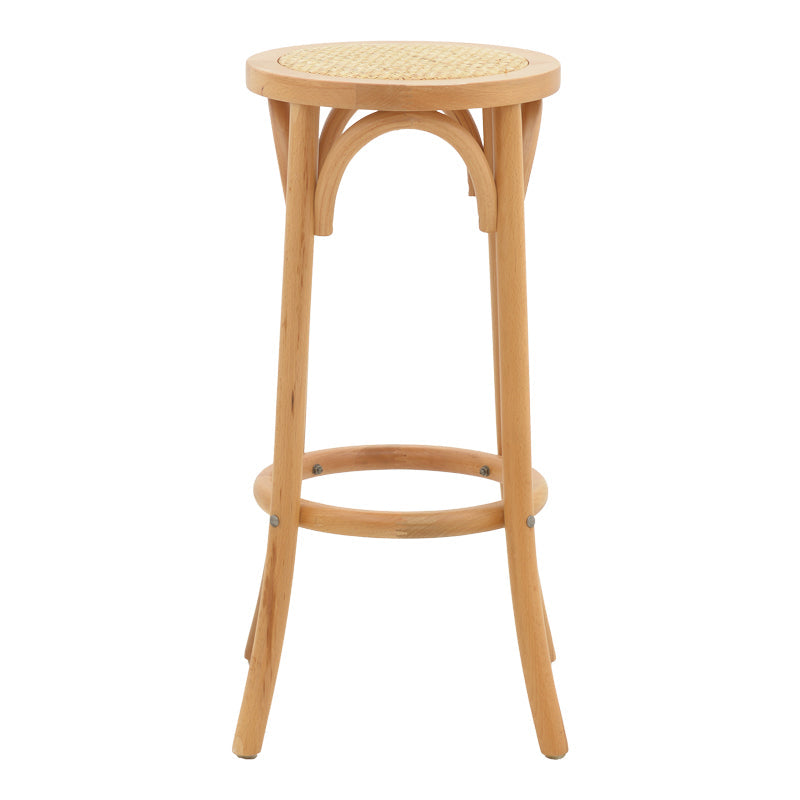 Scaun de bar Serzo lemn de fag si ratan, Natural, D36x71 cm