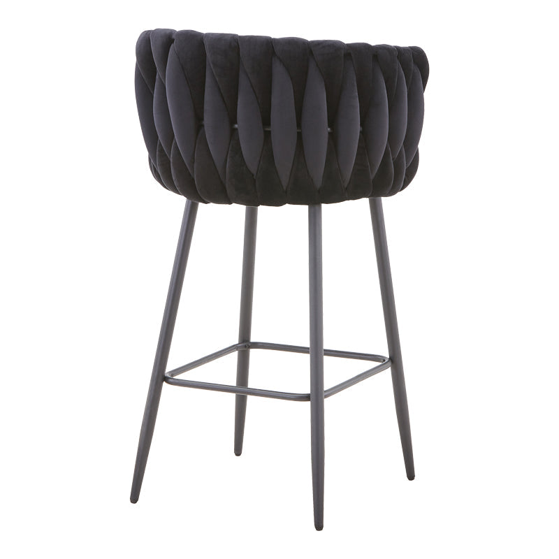 Scaun de bar Vivian, catifea si metal, 57x50x100 cm - Negru