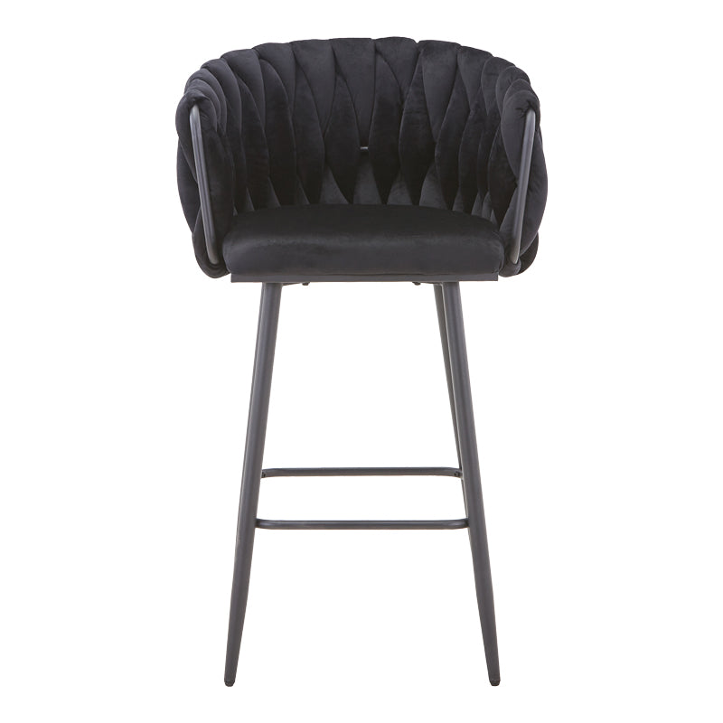 Scaun de bar Vivian, catifea si metal, 57x50x100 cm - Negru