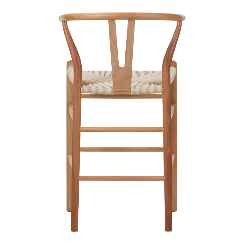 Scaun de bar Wishbone rubberwood-rope, Natural, 55x49x108 cm