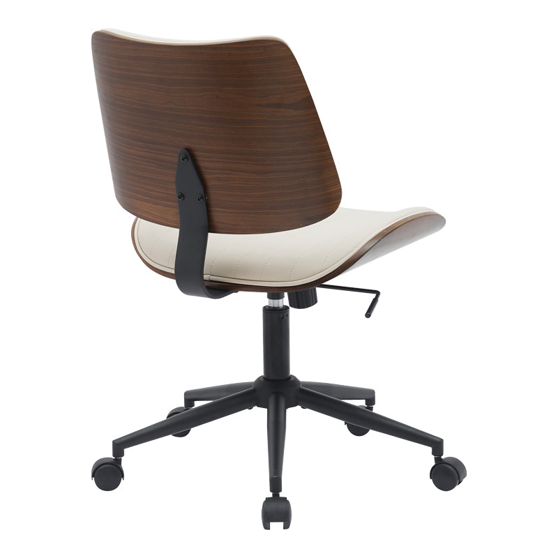 Scaun de birou Amani, piele PU si lemn, 52x54x91 cm - Bej-Nuc
