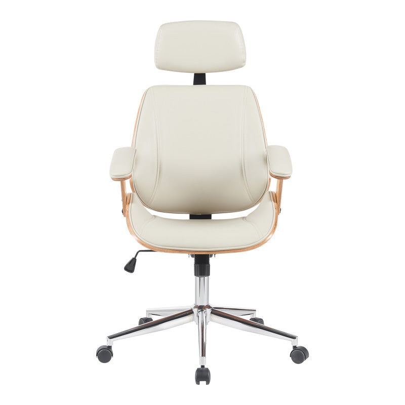Scaun de birou directorial Fetseno, piele PU, 53x56x124 cm - Bej