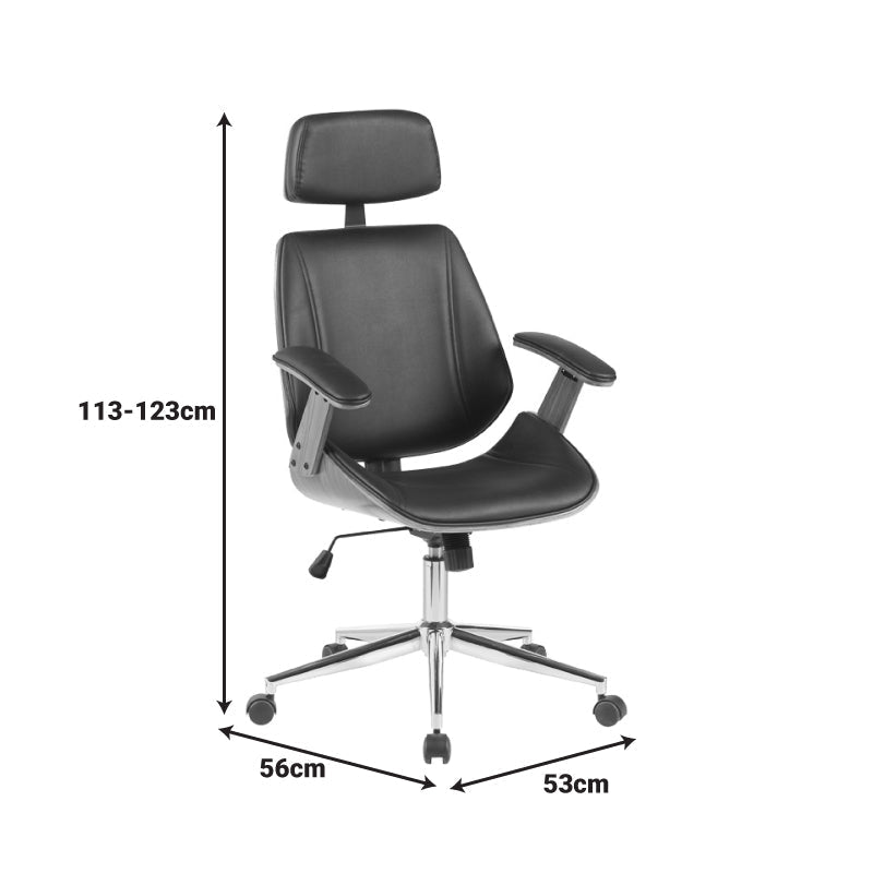 Scaun de birou directorial Fetseno, piele PU, 53x56x124 cm - Bej