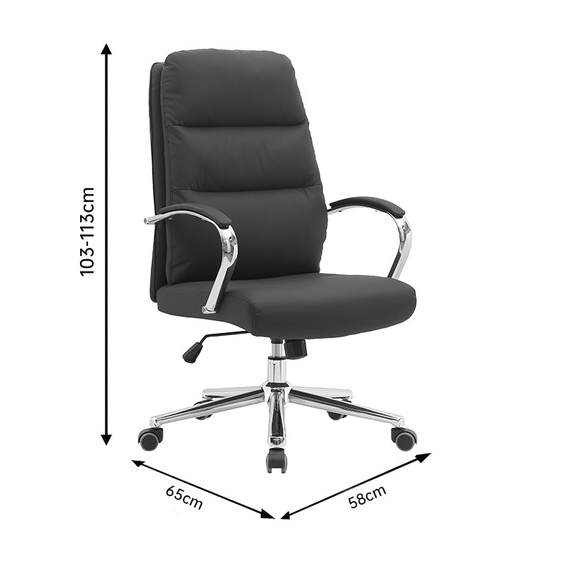 Scaun de birou directorial Normie, piele PU, 58x65x111 cm - Maro
