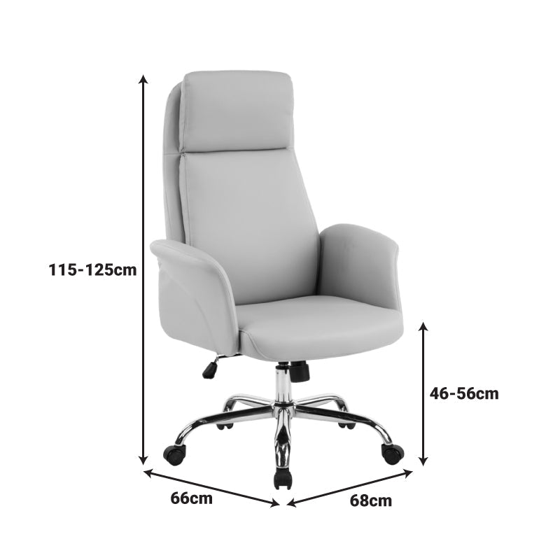 Scaun de birou managerial Derjio, piele PU, 68x66x115 cm - Bej