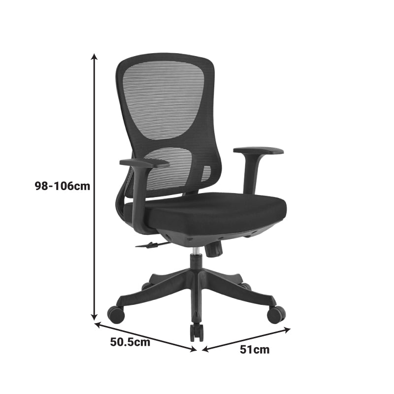 Scaun de birou Litulo, mesh, 51x51x106 cm - Negru