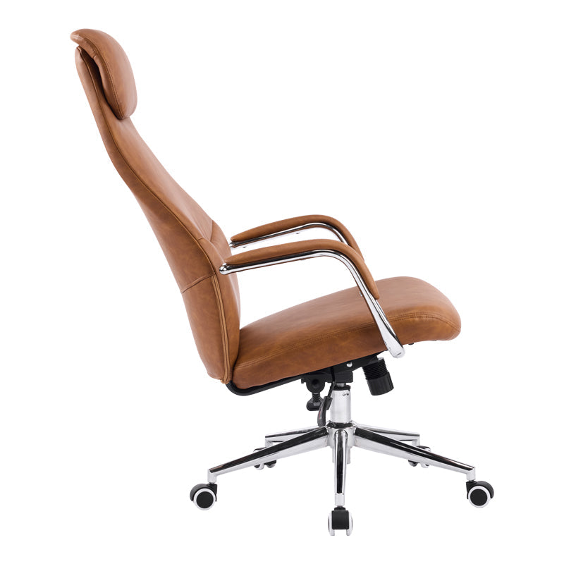 Scaun de birou managerial Ferka, piele PU, 64x71x128 cm - Maro