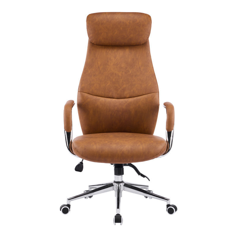 Scaun de birou managerial Ferka, piele PU, 64x71x128 cm - Maro
