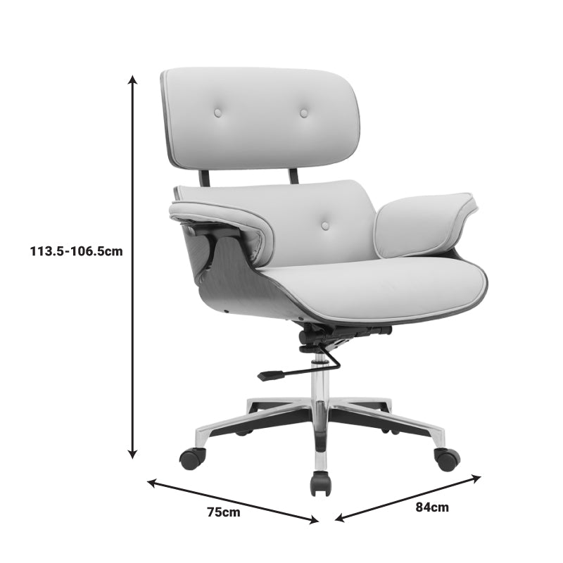 Scaun de birou manager Kobane bej baza pu-crom, 84x75x114 cm