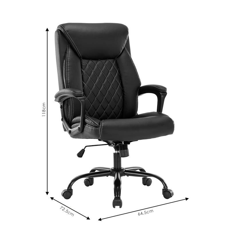 Scaun de birou manager Victory piele ecologica, negru - maro, 65x73x118 cm - Maro