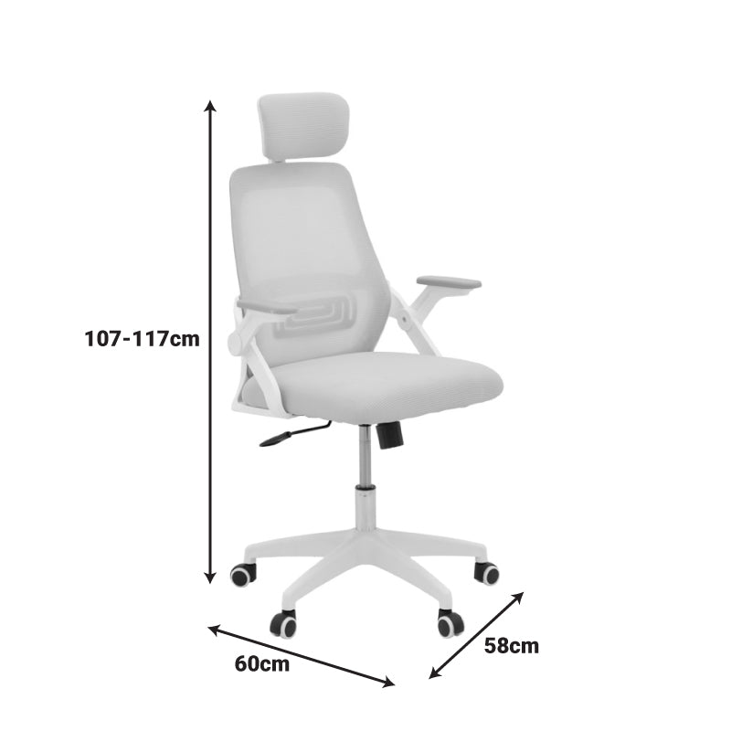 Scaun de birou Peja, mesh, 58x60x117 cm - Albastru-Alb