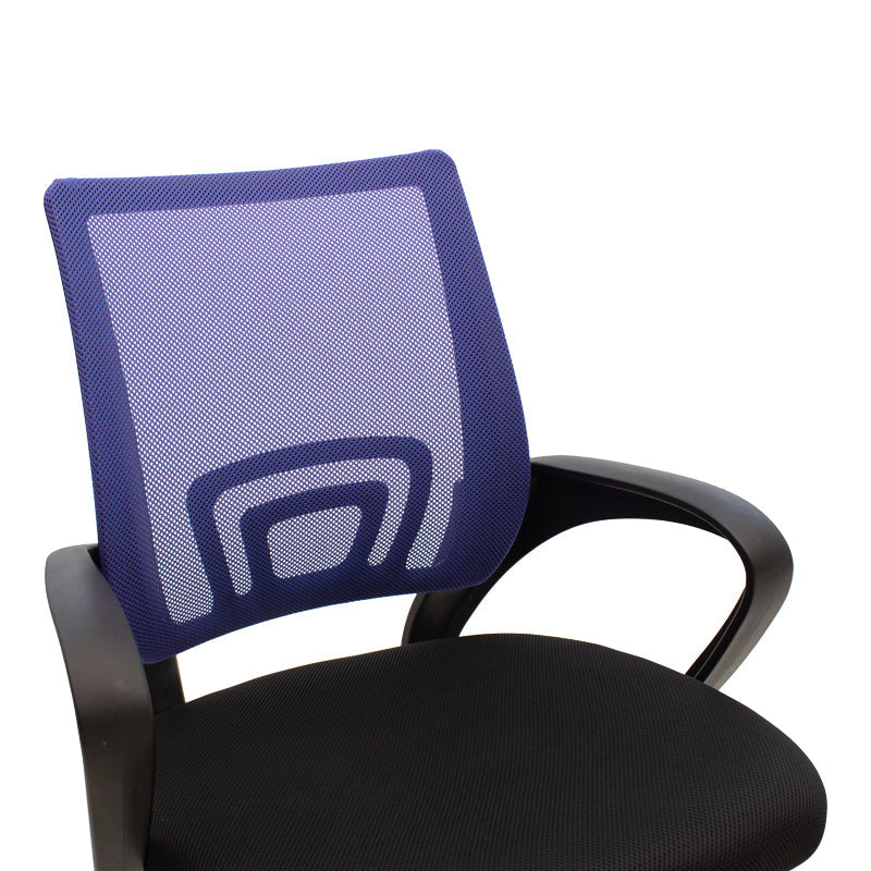 Scaun de birou recliner Berto II, Mesh Albastru-Negru, Baza, Cromata, 60x48x85-95 cm