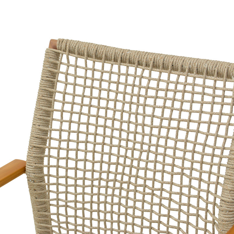 Scaun de exterior Solana stivuibil, Teak-Maro deschis, aluminiu si ratan PE, 56x57x95 cm