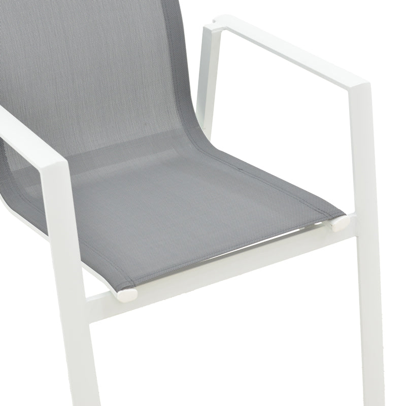 Scaun de gradina Dashiell metal negru textilena, Alb - Negru, 71x58x94 cm - Alb