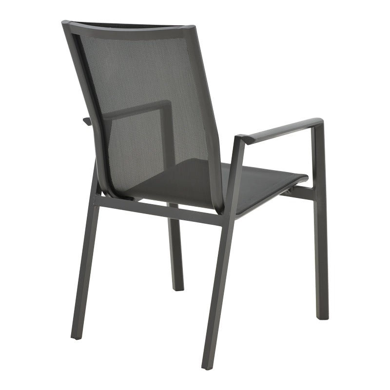 Scaun de gradina Dashiell metal negru textilena, Alb - Negru, 71x58x94 cm - Negru