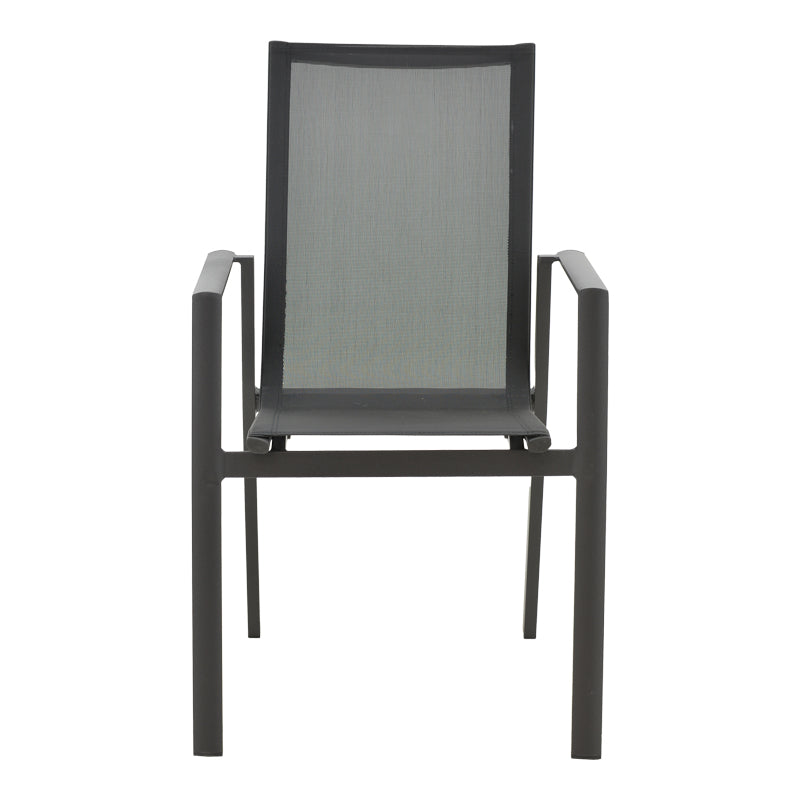 Scaun de gradina Dashiell metal negru textilena, Alb - Negru, 71x58x94 cm - Negru