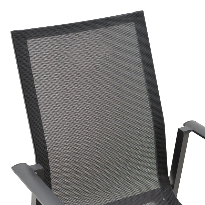 Scaun de gradina Dashiell metal negru textilena, Alb - Negru, 71x58x94 cm - Negru