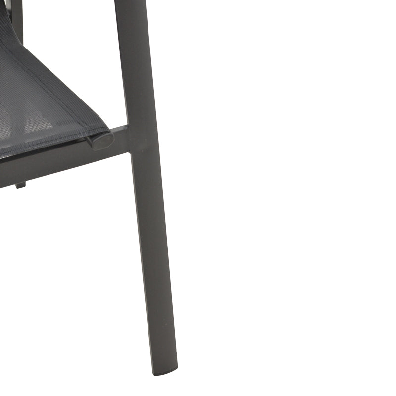 Scaun de gradina Dashiell metal negru textilena, Alb - Negru, 71x58x94 cm - Negru