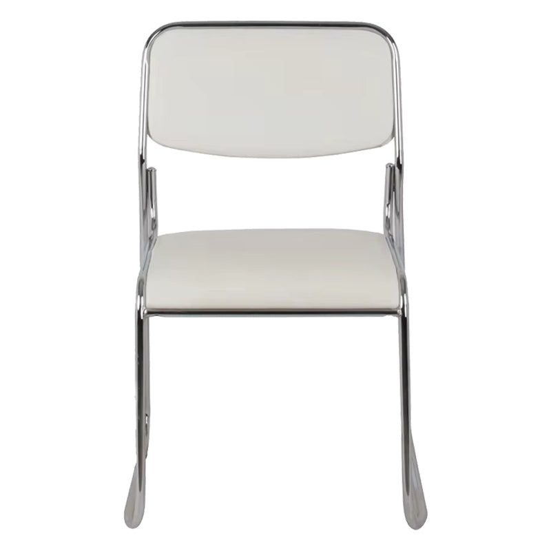 Scaun de oaspeti Randin cu spatar rabatabil, cu picioare din crom, Alb - Negru, 42x44x77 cm - Alb