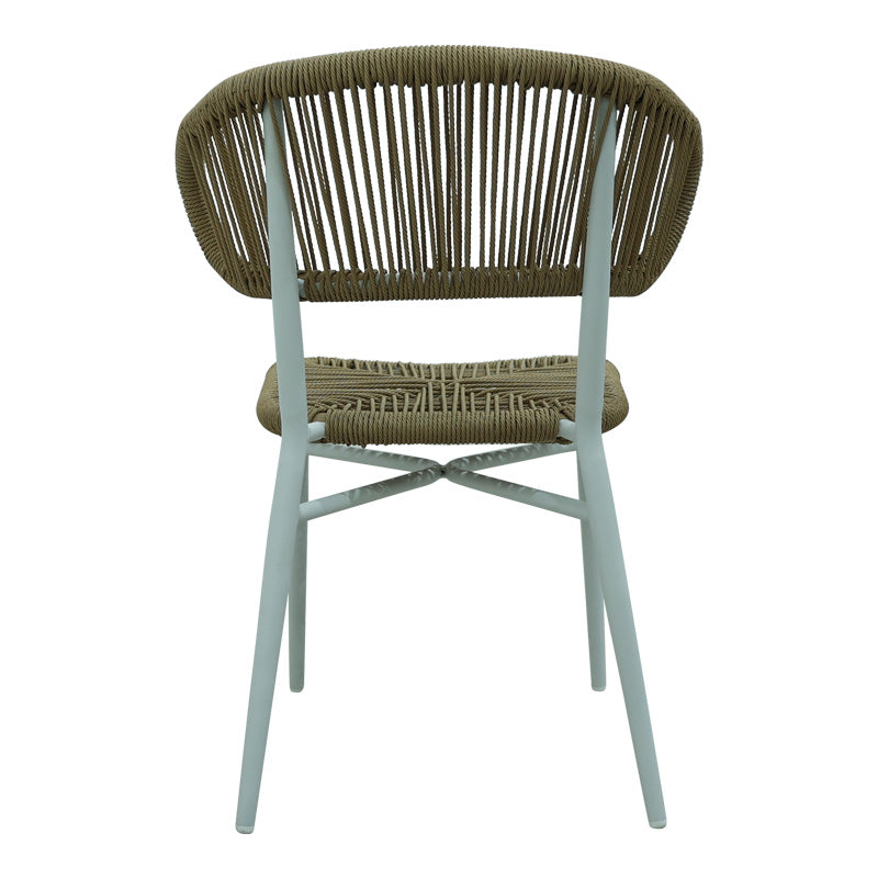 Scaun din aluminiu cu ratan Agus stivuibil, Alb, 55x63x77 cm
