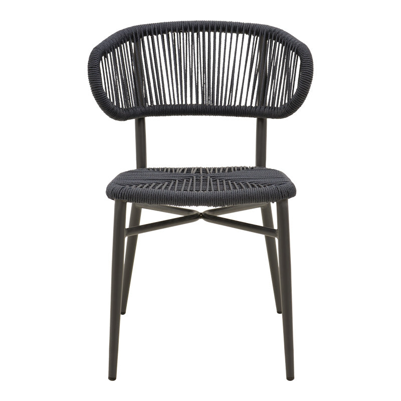 Scaun din aluminiu cu ratan, model Agus, empilabil, aluminiu și ratan, negru, 55x63x77 cm