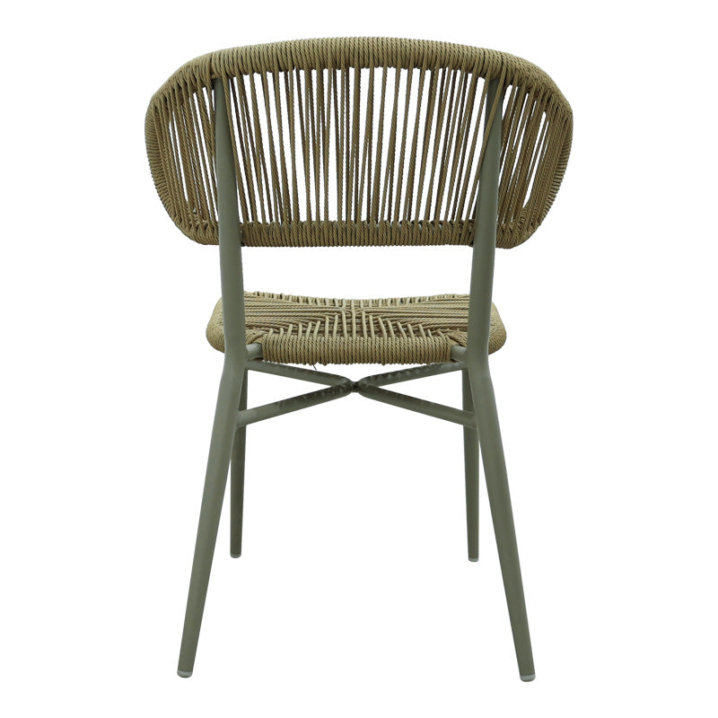 Scaun din aluminiu-pe ratan Agus stivuibil, maro, 55x63x77 cm