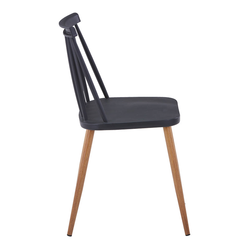 Scaun de sufragerie Aurora, Alb-Natural, polipropilena si metal, 42x50x77 cm - Negru-Natural