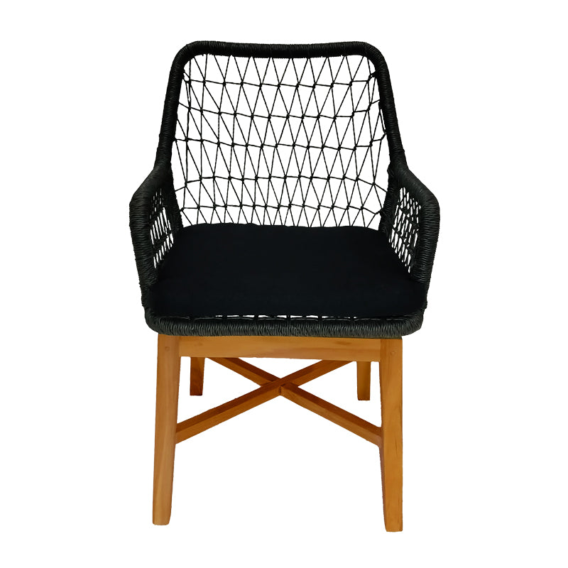 Scaun Elaiza lemn de tec si sfoara sintetica Natural cu perna, 58x60x90 cm