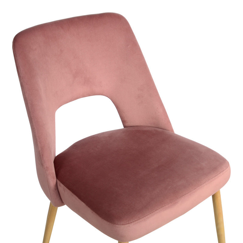 Scaun Murde, catifea si metal, 48x61x89 cm - Roz