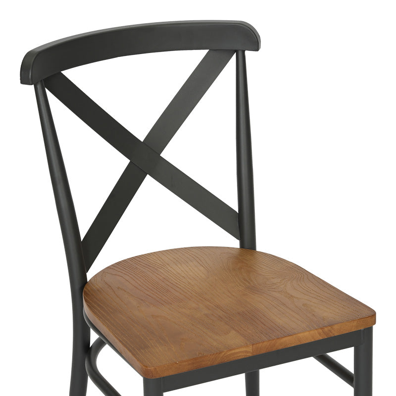 Scaun elegante Ferona, schelet gri închis și șezut din lemn de cauciuc, Naturala, 52x44x84 cm