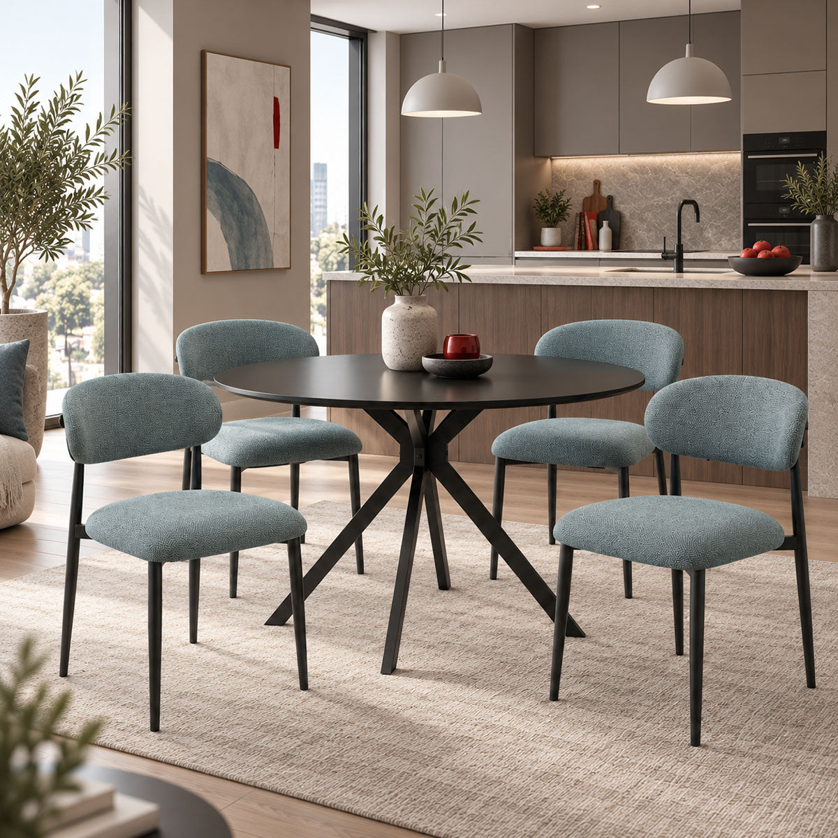 Scaun Kaourt, picioare negre, Diverse culori, 49x55x80 cm - Albastru | SKU: 428-000009 | Scaun Kaourt, picioare negre, 49x55x80 cm, varianta Albastru, produs pentru amenajarea locuinței, disponibil online în România la CasaMob