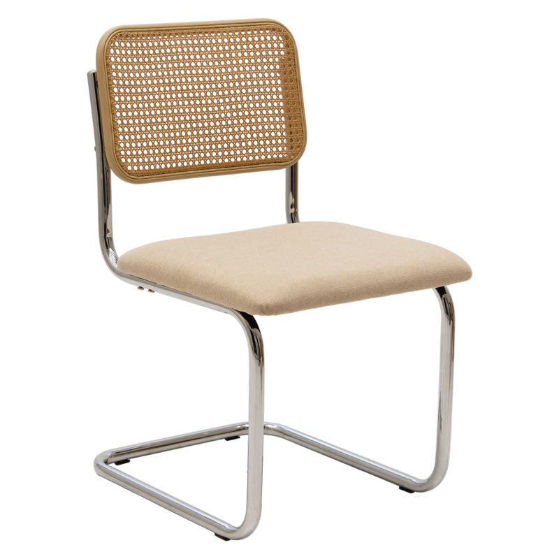 Scaun Lusy pe baza din material, bej-crom, 50x55x82 cm
