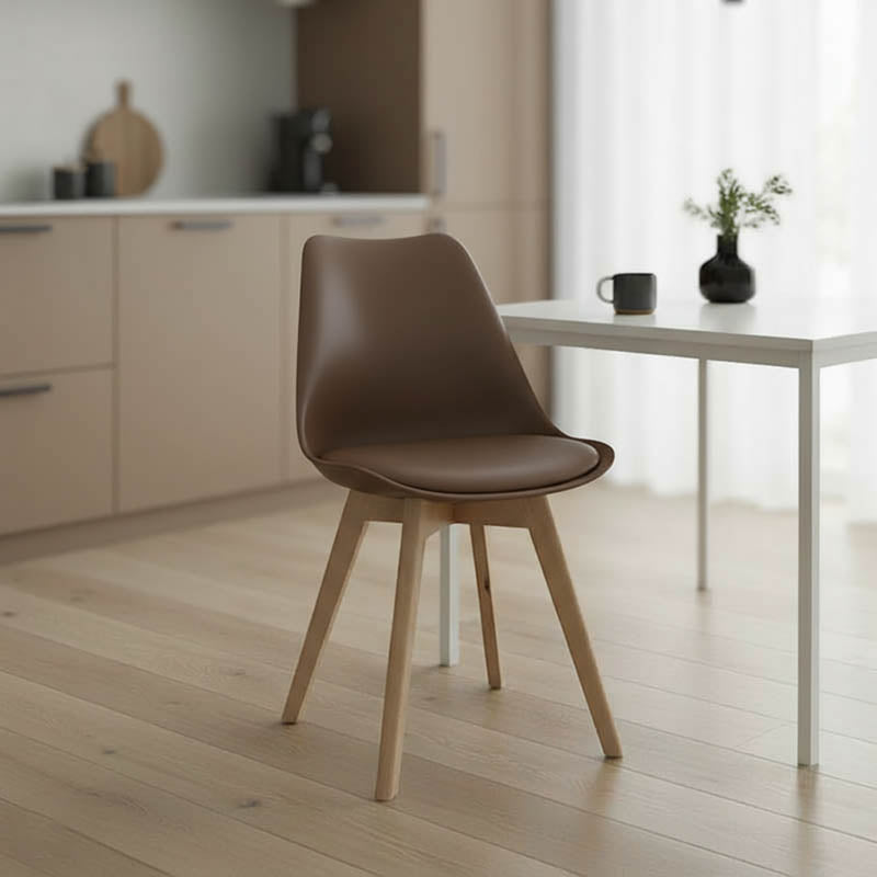 Scaun modern cu sezut Gaston, Maro, Picioare din lemn, Natural, 43x51x75 cm