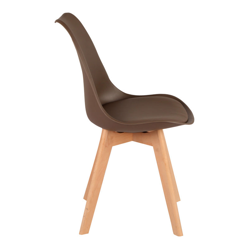 Scaun modern cu sezut Gaston, Maro, Picioare din lemn, Natural, 43x51x75 cm